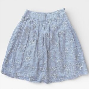 Antonio Melani Skirt Womens‎ Sz 6 Striped Embroidered Blue Beige A-Line Midi New